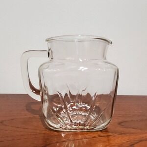 Vintage Federal Glass Starburst Star‎ Clear Glass Pitcher 5.5" Tall x 4.5" Wide